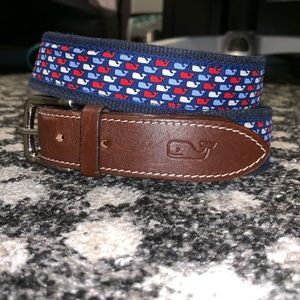 Red, White, Blue Whale Canvas Club Belt